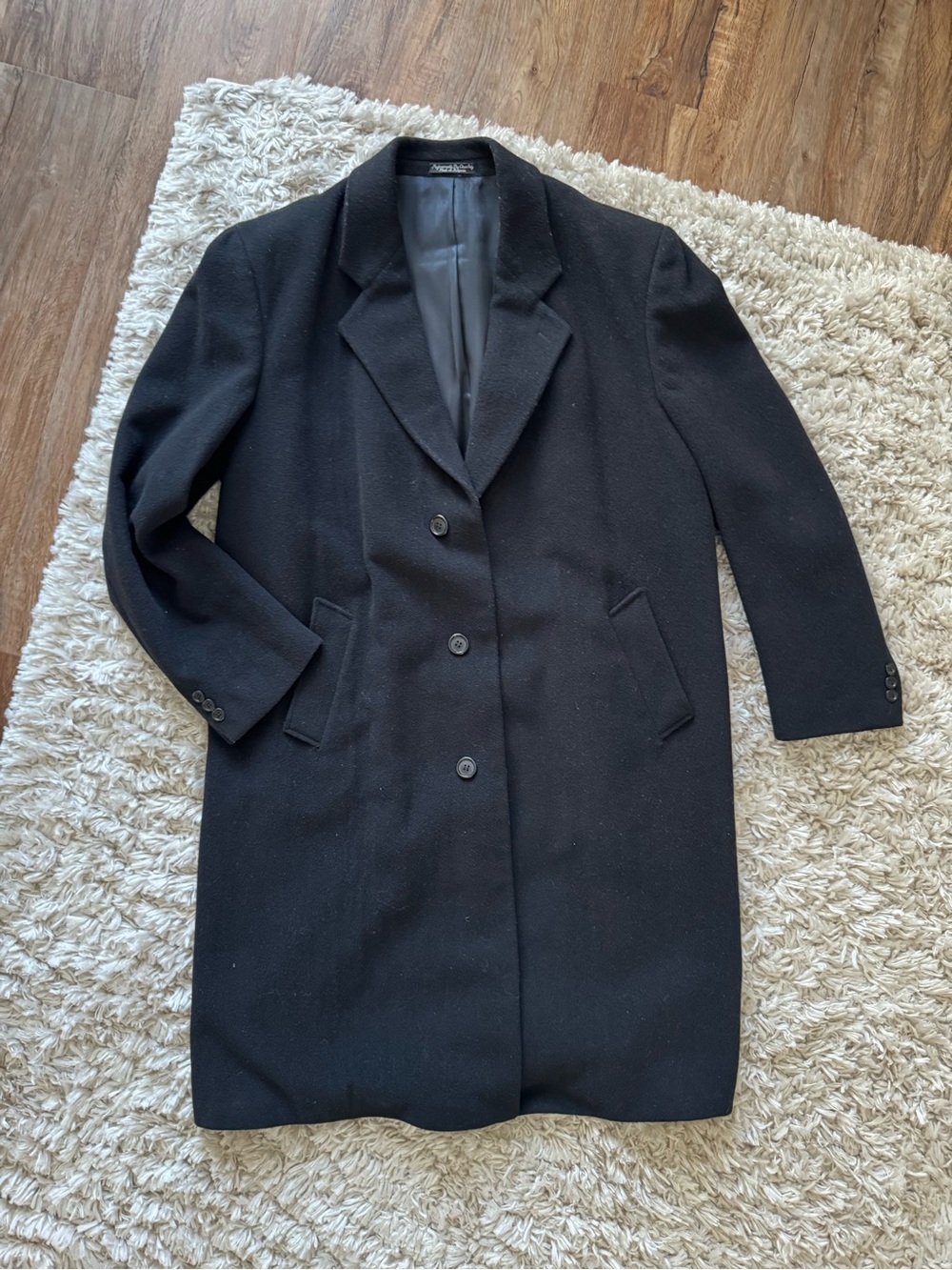 Emanuel Ungaro Wool/Cashmere Blend Black Single-Breasted Trench Coat